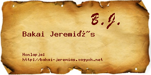 Bakai Jeremiás névjegykártya